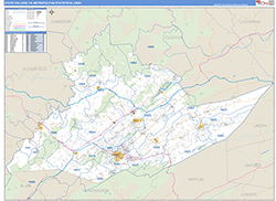 State College Metro Area Wall Map Basic Style 2026